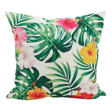 SARO 1472.M18S 18 In. Square Tahiti Printed Flower Pillow  Multi Color